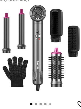Women's 5-in-1 Dark Gray & Pink Hot Air Styler - Multi-Attachment Hair Tool